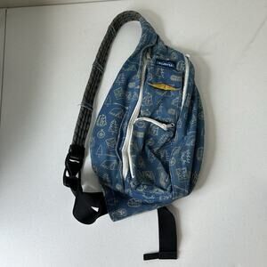 KAVU Rope Sling Bag Base Camp Print Blue Camping Crossbody Backpack